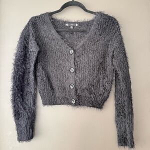 Iris Mohair-Inspired Fuzzy Button-Up Cardigan – Size M